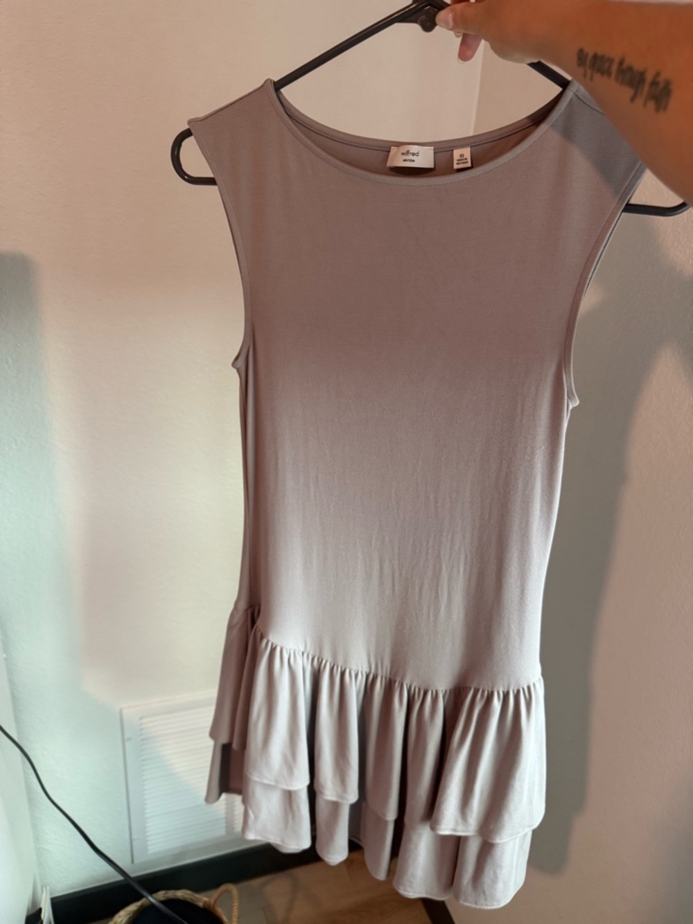 Wilfred Mauve Sleeveless Ruffle-Hem Mini Dress